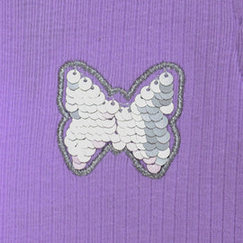 Lilac Schifly Frill Sleeves T Shirt Lilac Nawao.com