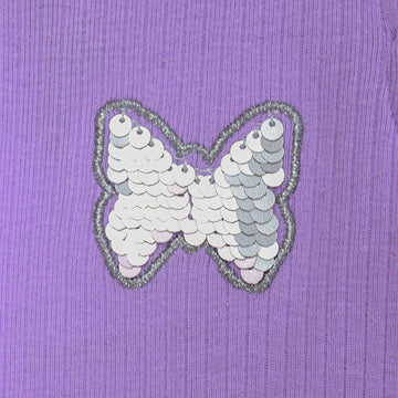Lilac Schifly Frill Sleeves T Shirt Lilac Nawao.com