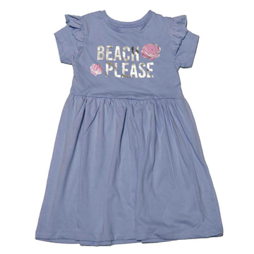 Lilac Short Sleeve Dress With Frills Nawao.com