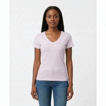 Lilac Short Sleeve V Neck T Shirt Lilac Nawao.com
