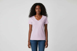 Lilac Short Sleeve V Neck T Shirt Nawao.com