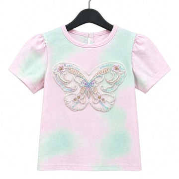 Lilac Tye Dye Butterfly Embellished Top  Lilac Nawao.com