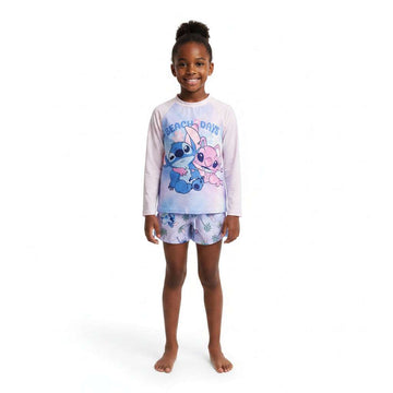 Ls Stitch Graphic Shortie Set Blue Nawao.com