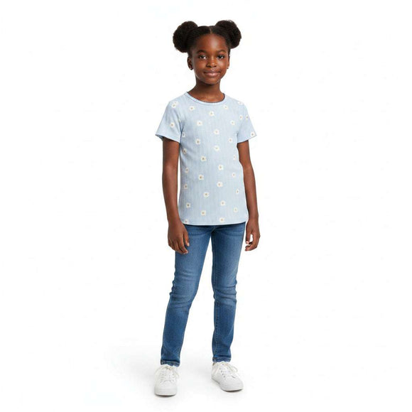 Lt Blue Aop Pointelle Top Assorted Nawao.com