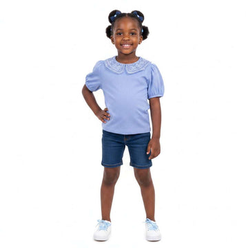 Lt Blue Peterpan Collar Top Pale Blue Nawao.com
