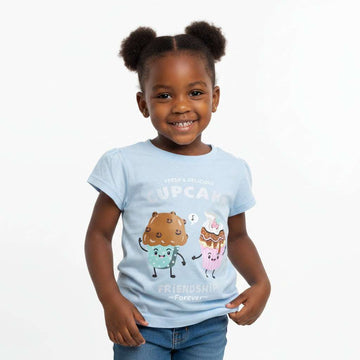 Lt Blue S S Cup Cake Placement Print T Shirt  Blue Nawao.com