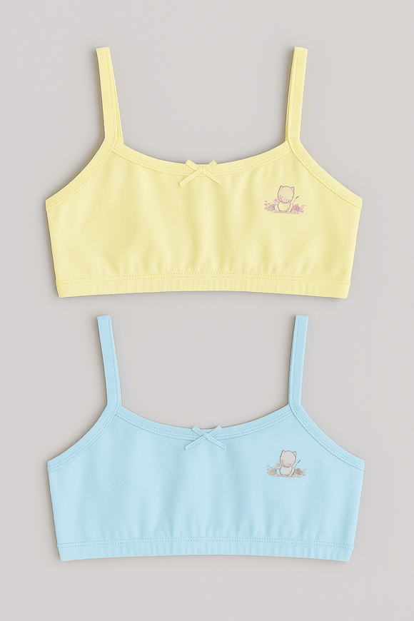 Lt Blue Yellow 2Pcs Pack Bra Assorted Nawao.com