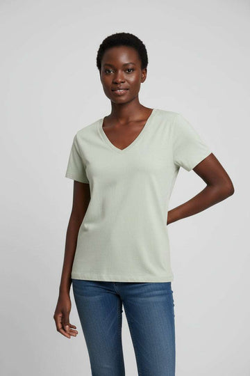 Lt Green Short Sleeve V Neck T Shirt Nawao.com