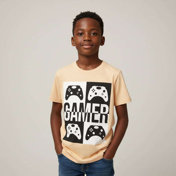 Lt Orange Gamer Short Sleeve Graphic T Shirt Orange Nawao.com