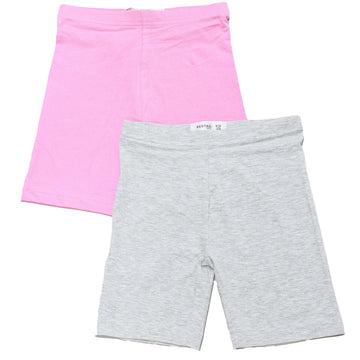 Lt Pink/Grey Melange 2Pcs Pack Cycling Shorts Assorted Nawao.com