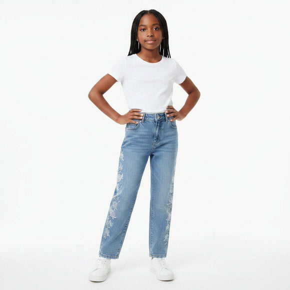Lt Wash Embroidered Wideleg Jeans Light Wash 13 14 Years Nawao.com