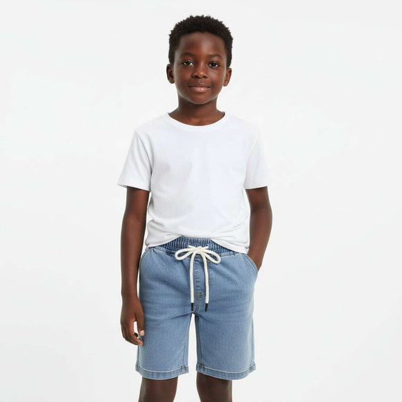 Lt Wash Pullon Denim Shorts Light Wash Nawao.com