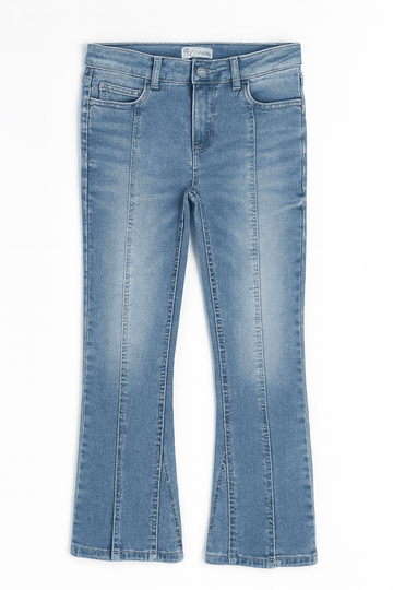 Lt Wash Skinny Flared Jeans With Front Slit Nawao.com