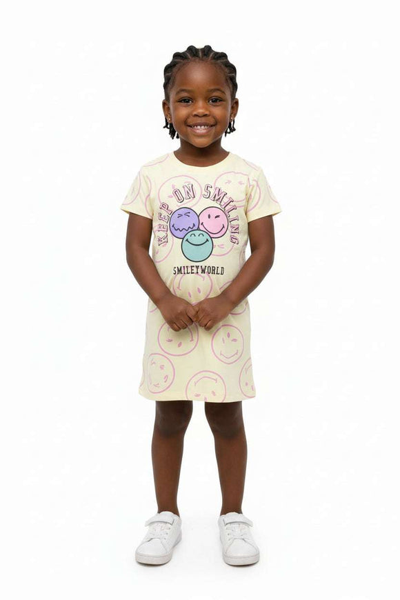 Lt Yellow Aop Smileys Placement Print Nightshirts Yellow Nawao.com