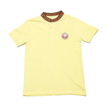 Lt Yellow Mandarin Collar Polo Nawao.com