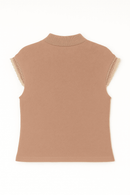 Lurex Lace Trim Top Pale Pink Nawao.com