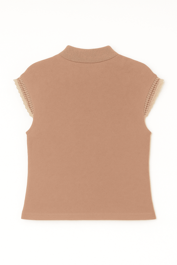 Lurex Lace Trim Top Pale Pink Nawao.com