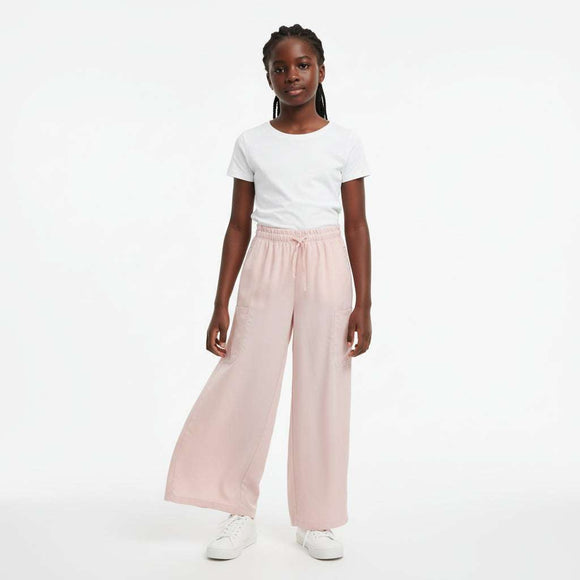 Lyocell Trouser Wide Leg With Pockets Pale Pink Nawao.com