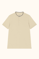 Mandrain Collar Polo Shirt Beige X Large Nawao.com