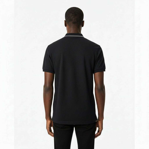 Mandrain Collar Polo Shirt Black Nawao.com