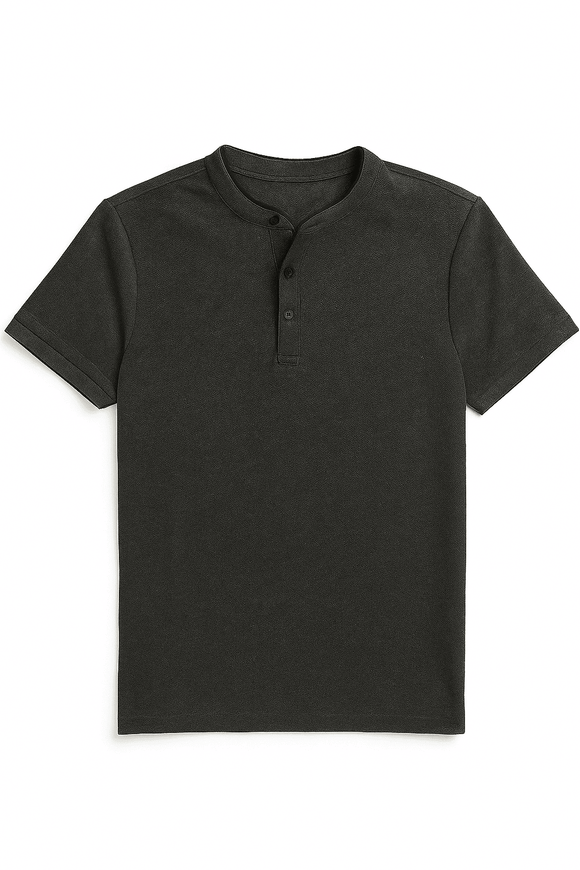 Mandrain Collar Polo Shirt Charcoal Nawao.com