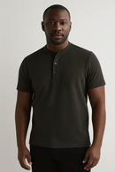 Mandrain Collar Polo Shirt Charcoal Nawao.com