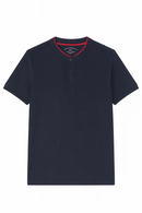 Mandrain Collar Polo Shirt Navy Nawao.com