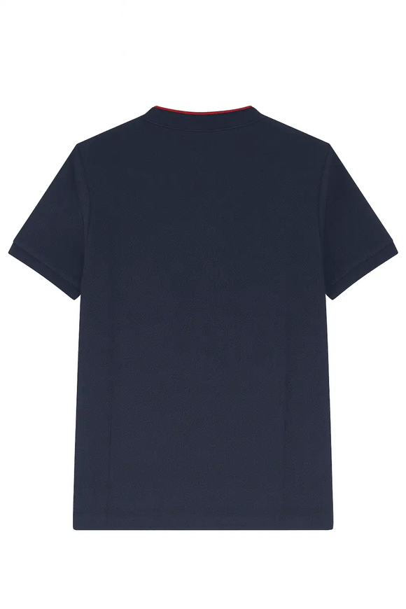 Mandrain Collar Polo Shirt Navy Nawao.com