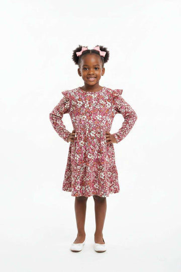 Maroon  L S Aop Tired Dress  Burgundy Nawao.com