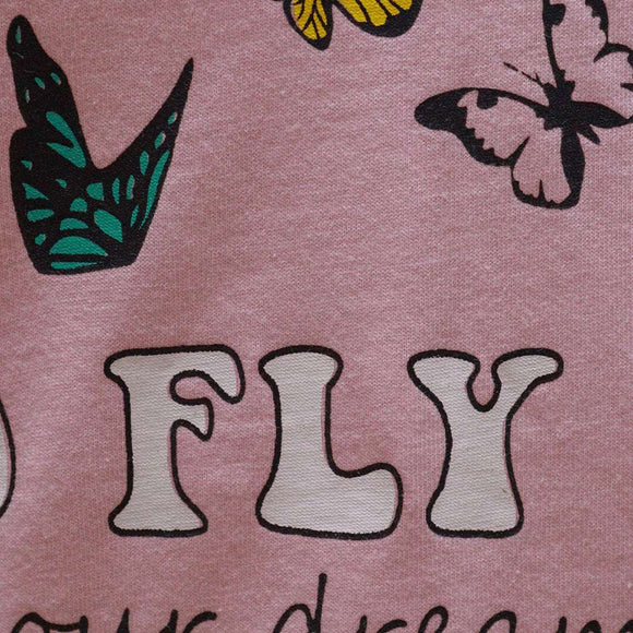 Mauve Butterfly Printed T Shirt Nawao.com