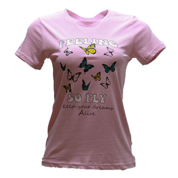 Mauve Butterfly Printed T Shirt Nawao.com