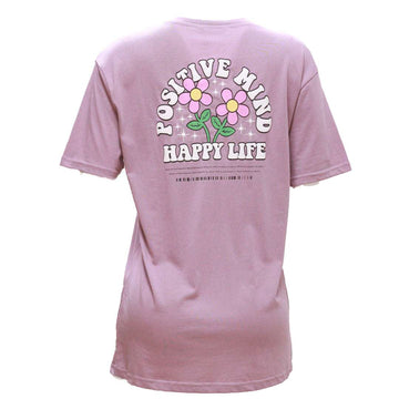 Mauve Lady Embroiderd Oversize T Shirt Nawao.com