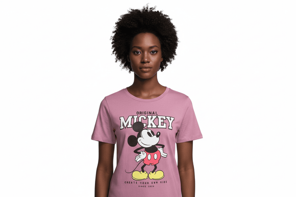 Mauve Mickey Printed T Shirt Nawao.com
