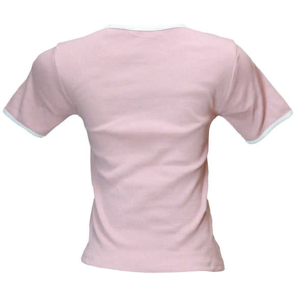 Mauve Rib Contrast T Shirt Nawao.com