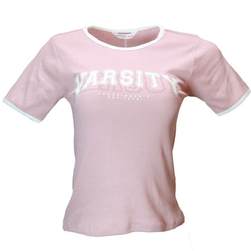 Mauve Rib Contrast T Shirt Nawao.com
