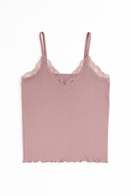 Mauve Strappy Lace Vest Nawao.com
