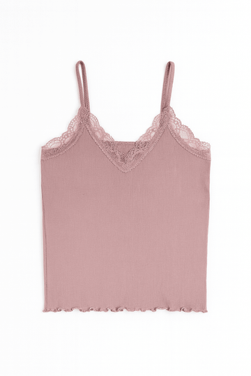 Mauve Strappy Lace Vest Nawao.com