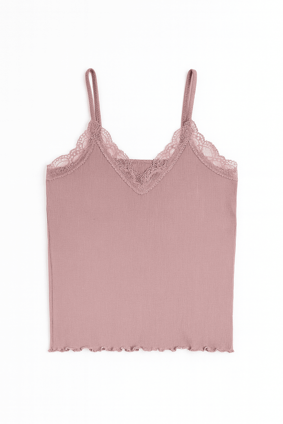 Mauve Strappy Lace Vest Nawao.com