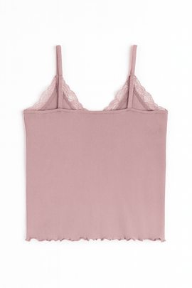 Mauve Strappy Lace Vest Nawao.com
