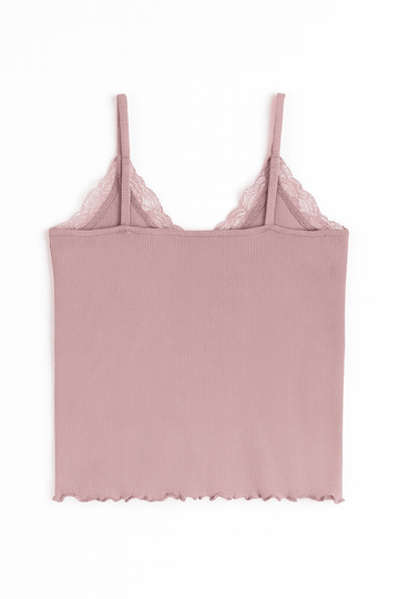 Mauve Strappy Lace Vest Nawao.com