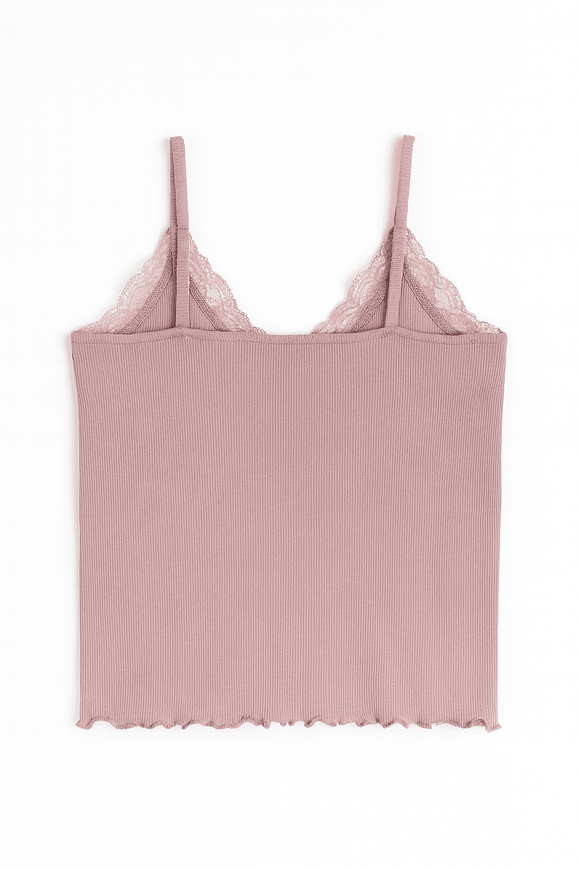 Mauve Strappy Lace Vest Nawao.com