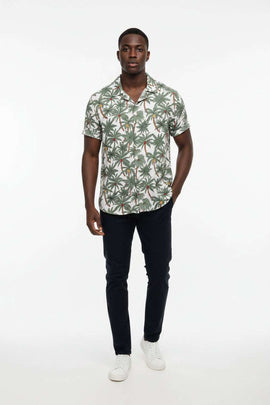 Mens S/Slvs Printed Shirts With Regular Collar White Nawao.com