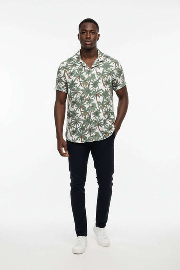 Mens S/Slvs Printed Shirts With Regular Collar White Nawao.com