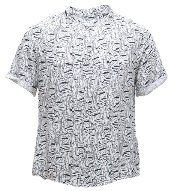 Mens S/Slvs Printed Shirts With Round Neck Collar Nawao.com