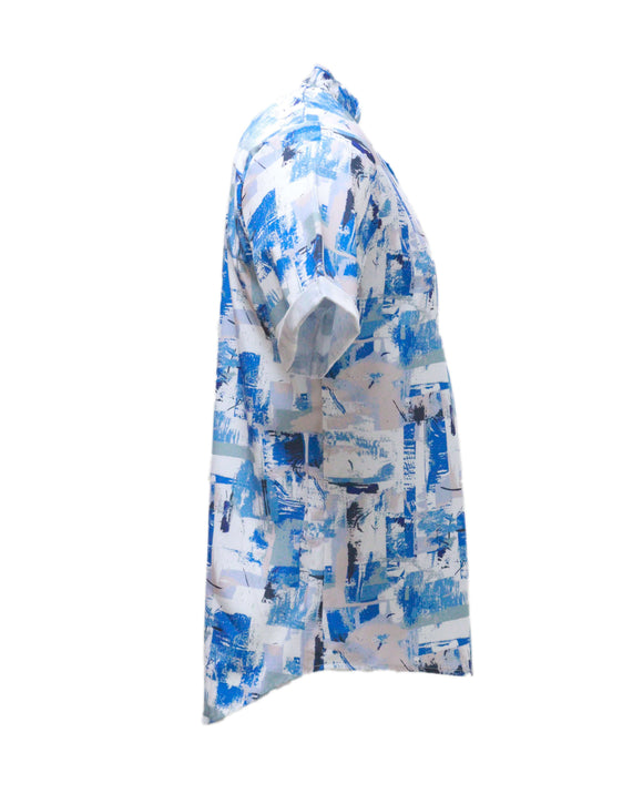 Mens S/Slvs Printed Shirts With Round Neck Collar Nawao.com