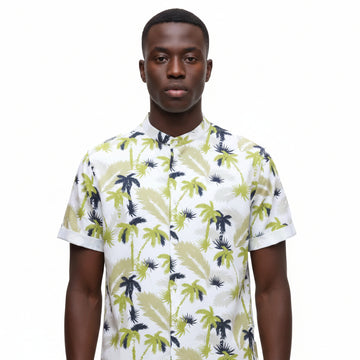Mens S/Slvs Printed Shirts With Round Neck Collar Nawao.com