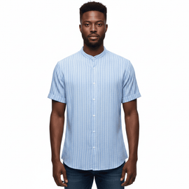 Mens S/Slvs Printed Shirts With Round Neck Collar Nawao.com