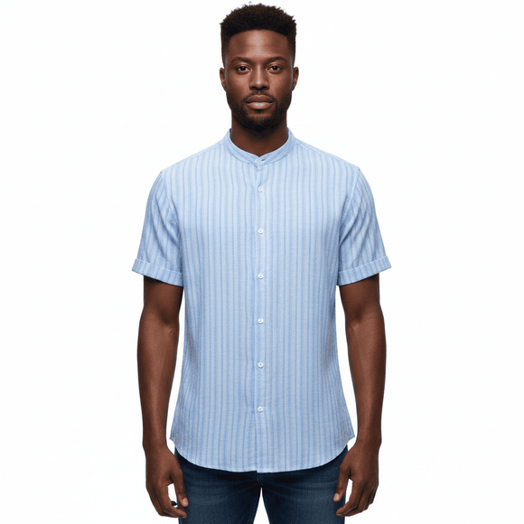 Mens S/Slvs Printed Shirts With Round Neck Collar Nawao.com
