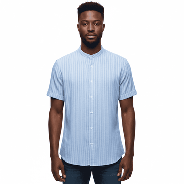Mens S/Slvs Printed Shirts With Round Neck Collar Nawao.com