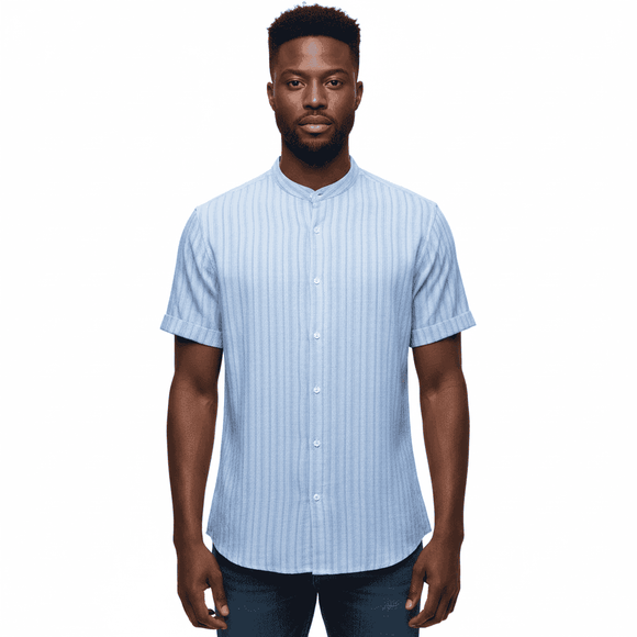 Mens S/Slvs Printed Shirts With Round Neck Collar Nawao.com